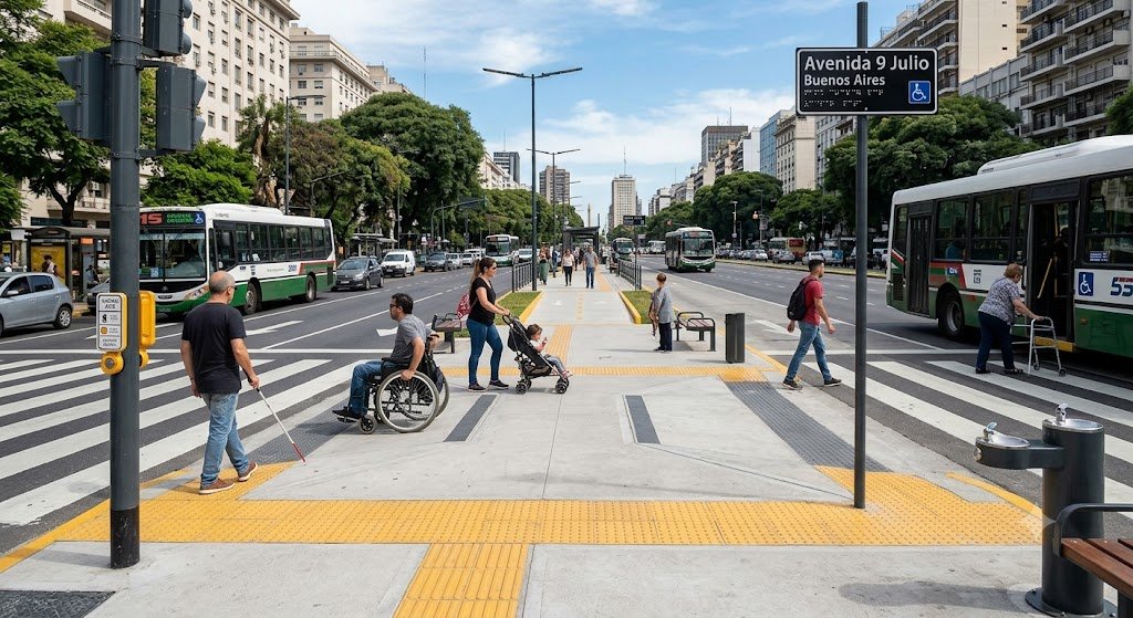 Obras de accesibilidad fìsica ya posee la avenida 9 de  julio rumbo a la Estaciòn Retiro